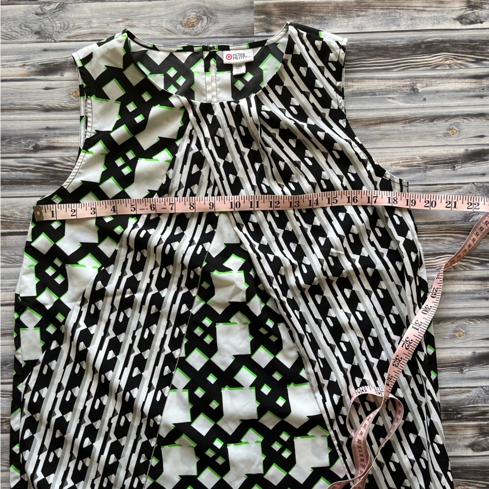 -Peter Pilotto for Target sleeveless top black white and green geometric tanktop - Picture 8 of 9